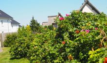 Terrasse mit Gartenmöbeln & Strandkorb