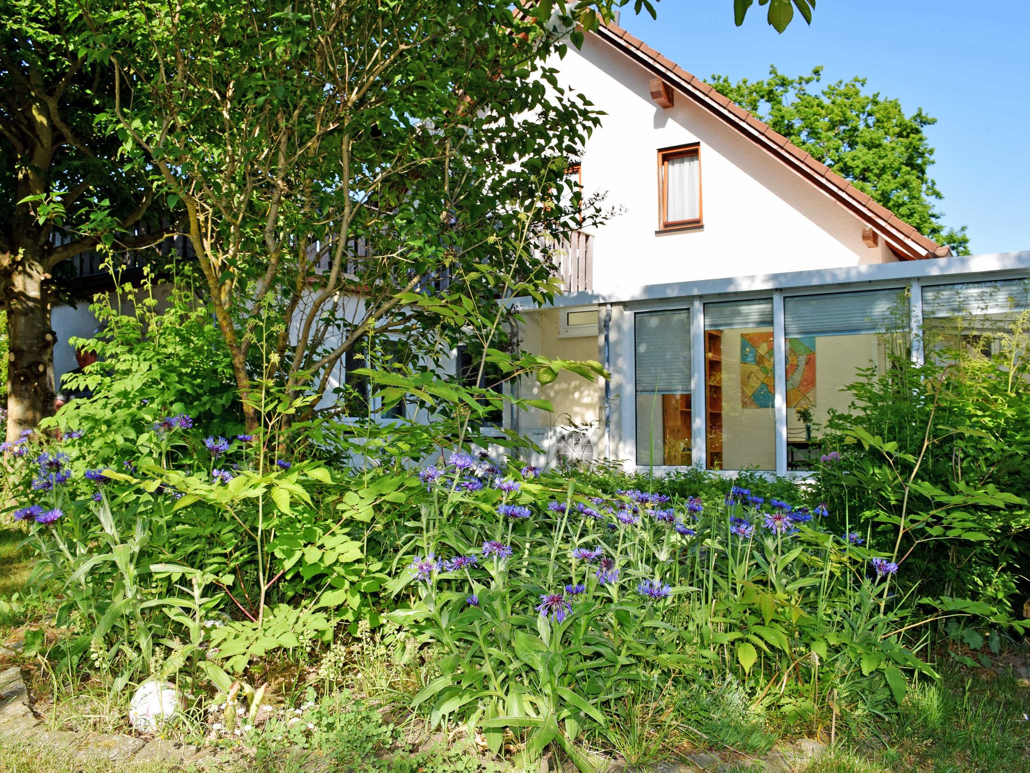 Der Wohnbereich mit Zugang zum Balkon