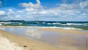 Hintergrundbild: Strand und Seebrücke an der Ostsee