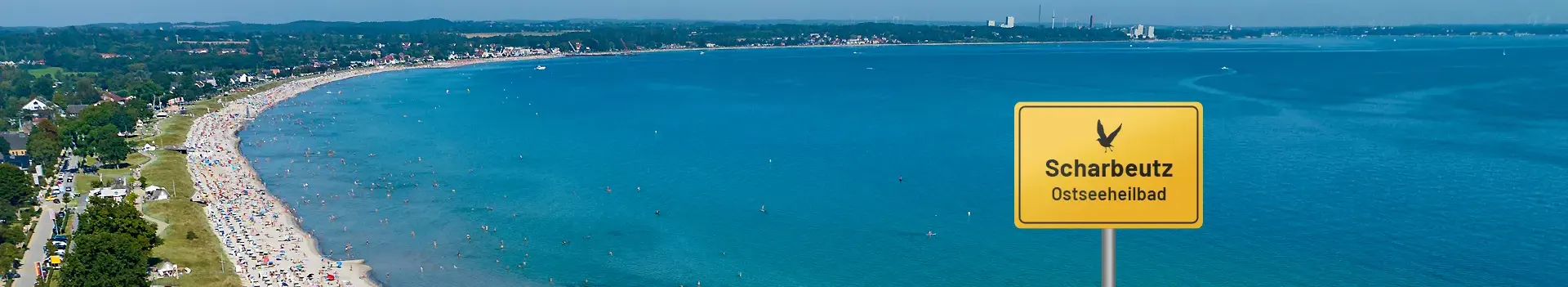 Scharbeutz und Haffkrug – Blick über den Strand, die Scharbeutzer Seebrücke und die Ostsee der Lübecker Bucht